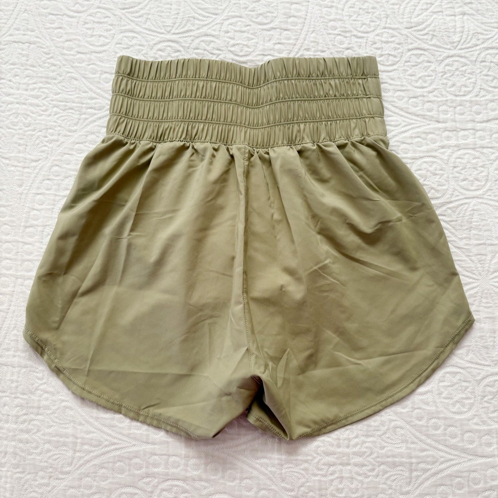 Nike‎ Women's Dri-Fit Ultra High Waisted 3" Brief-Lined Shorts, Neutral Olive - Picture 3 of 5
